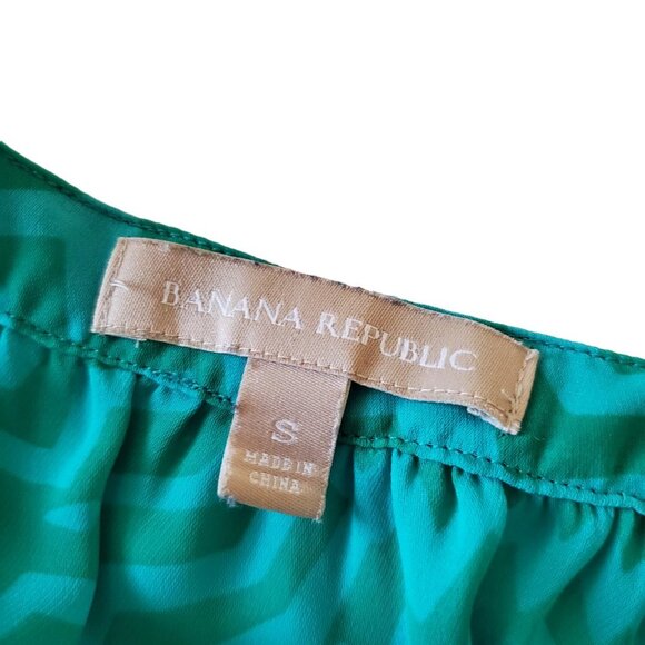 Banana Republic Sheer Pattern Jade Green Blouse Size Small - Picture 8 of 15